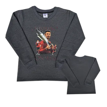 Chlapecká mikina Numberoplus Dětská teplá fotbalová mikina pro děti s potiskem - Cristiano Ronaldo CR7 Barva: Šedá, Velikost: 11 roků (vel.140)