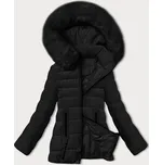 Černá prošívaná bunda pro přechodné období s kožešinou u kapuce S'west (B8301-1) odstíny černé L (40)