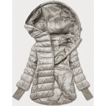 Krátká béžová dámská bunda s úpletovými stahovacími lemy (P22/P3-6636-62) odstíny béžové 52