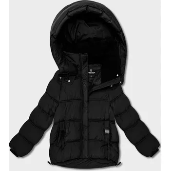 Černá péřová oversize bunda s kapucí (KK60713) odstíny černé S (36)