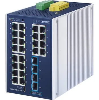 Počítač Planet IGS-4215-24T4X průmyslový L2 switch, 24 GbE, 4x10Gb SFP+, -40~75°C, 9-48VDC, IP30, fanless