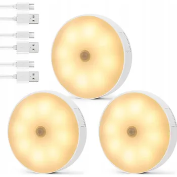 Lampička BEZDRÁTOVÁ NOČNÍ LAMPA LED LAMPA 3000K USB S POHYBOVÝM SENZOREM MAGNET 3x