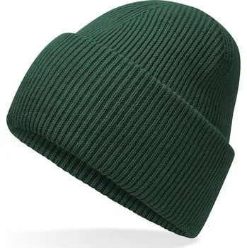Čepice TEPLÁ ZIMNÍ ČEPICE BEANIE VELMI MĚKKÁ OHRNOVACÍ ŠIROKÁ TMAVĚ ZELENÁ