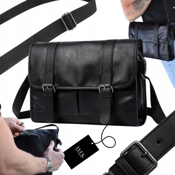 Kabelka PÁNSKÁ TAŠKA ČERNÁ KOŽENÁ KABELKA PŘES RAMENO EKO KŮŽE AVEK