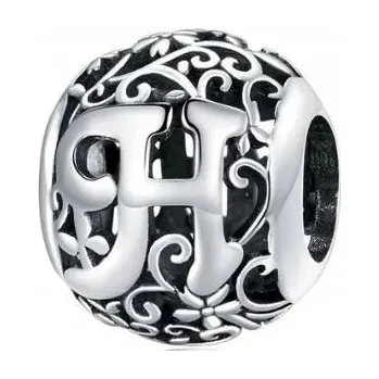 Přívěsek Charms ze stříbra písmeno H s925 ornament prolamovaný stříbro 925