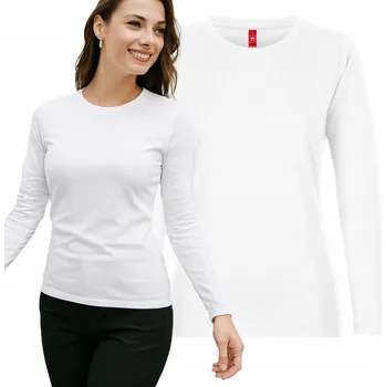 Dámské tričko Klasické dámské tričko bavlněné bílé s dlouhým rukávem L