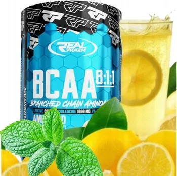 Aminokyselina BCAA prášek Real Pharm BCAA 8:1:1 Real Foods 400 g, citronová příchuť
