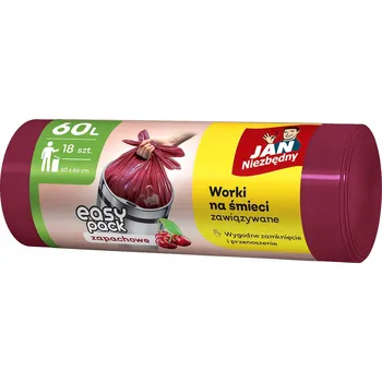 Pytle na odpadky Jan Niezbędny pytle na odpadky easypack se zavazováním, třešňové, 60 l, 18 ks