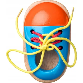 Dřevěná hračka Dřevěná Šněrovačka Bota Učení Šněrování Woody