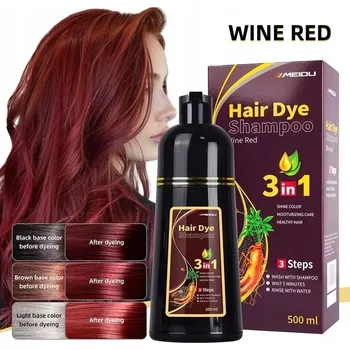 Šampon MEIDU ŠAMPON NA BARVENÍ VLASŮ ODSTÍN WINE RED pro ženy i muže, 3 v 1
