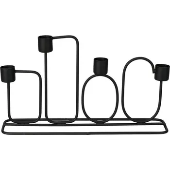 Svícen Černý kovový svícen na 4 svíčky