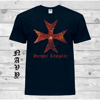 Pánské tričko levne-bavlnene-tricko-potisk-znak-Templáři Barva: Navy - tmavě modrá, velikost: M