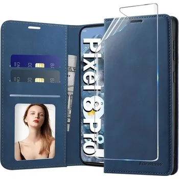 Pouzdro na mobilní telefon Pouzdro Neivi pro Google Pixel 8 Pro, prémiové kožené flipové pouzdro s magnetickým zapínáním a