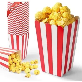 Potravinová fólie Sáčky na popcorn, 30 kusů - Malé sáčky na popcorn, sáčky na filmové večery, bílé papírové/kartonové