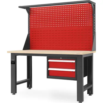 Dílenský stůl Dílenský stůl LOGAN, 1500 x 1700 x 750 mm, antracitově-červený