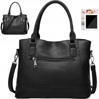 Kabelka ČERNÁ DÁMSKÁ KABELKA shopper vak z měkké PU kůže