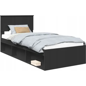 Postel Rám postele s čelo Černá 100 x 200 cm Kompozitní dřevo
