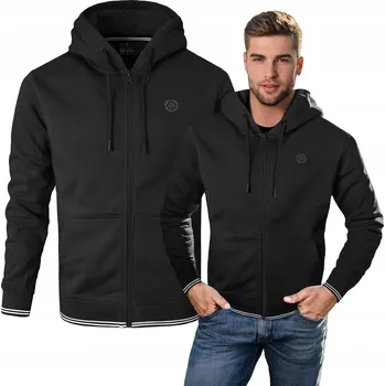 Pánská mikina Sportovní pánská mikina na zip s kapucí Zateplená ČERNÁ 3XL Pako Jeans