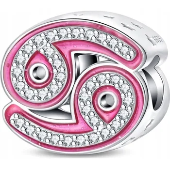 Přívěsek Přívěsek STŘÍBRO 925 Korálek Charms Růžový Znamení Zvěrokruhu Rak