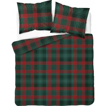 Povlečení Povlečení Vánoční saténové 160x200 Kostka červená / zelená