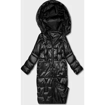 Černá dámská péřová bunda pro přechodné období v délce ke kolenům Goodlookin (T3-2623#-1) odstíny černé XL (42)