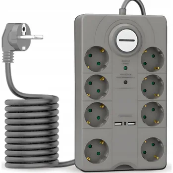 Napájecí kabel PRODLUŽOVACÍ KABEL zásuvková lišta 2 metry 8 zásuvek + 2x USB PARKSIDE