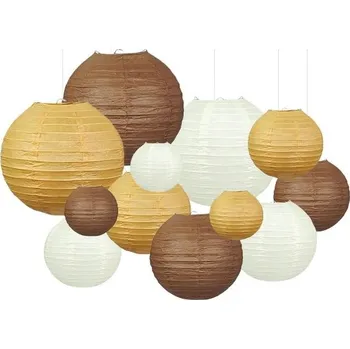 Zahradní dekorace Hnědé boho papírové lucerny dekorativní 12 ks karamelové závěsné dekorace na párty rustikální párty