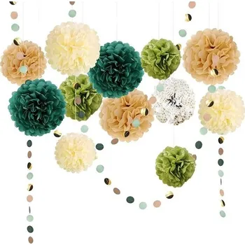 Velikonoční dekorace OEEYYT 15 kusů papírových bambulek, dekorace s tečkami, girlandy, párty dekorace na svatbu,