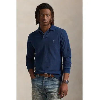 Bavlněné tričko s dlouhým rukávem Polo Ralph Lauren 710970583 námořnická modř 59X, vel. M