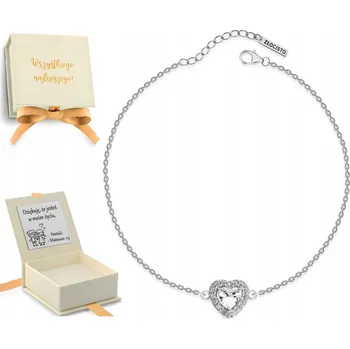 Náramek Stříbrný náramek pro ženu se srdíčkem, lesklý, gravírování dárek, stříbro 925