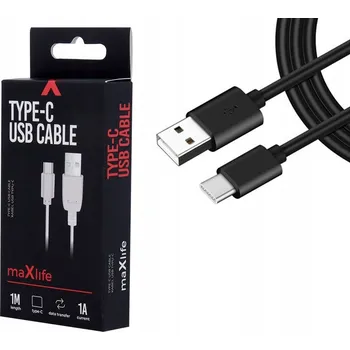 Datový kabel Kabel Maxlife USB - USB typ C 1 m černý