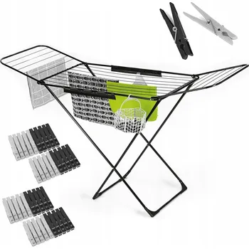 Sušák na prádlo Sušák na prádlo Vera Black (180x55x102 cm) + koš Konighoffer