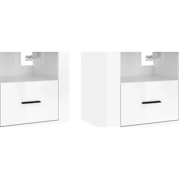 Noční stolek Závěsné noční stolky, 2 ks, bílé s vysokým leskem, 50x36x40 cm