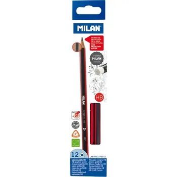 Grafitová tužka Tužka s gumou Milan HB 1 ks