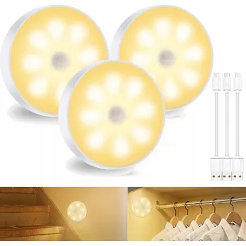 Noční světlo 3 KS SVĚTLO S POHYBOVÝM SENZOREM BEZDRÁTOVÉ NOČNÍ SVĚTLO DO SKŘÍNĚ SADA