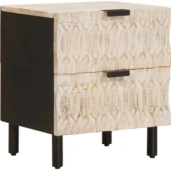 Noční stolek Noční Stolek s zásuvkou Bílá 40 x 33,5 x 46 cm Mangové dřevo