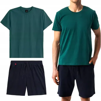 Pánské pyžamo Pánské pyžamo Atlantic NMP-379 Volný krátký komplet 100% BAVLNA - XL