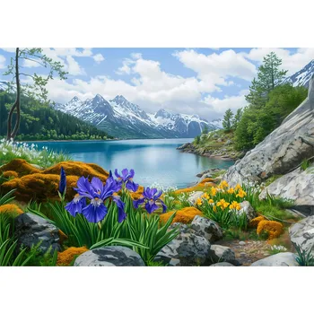 Fototapeta FOTOTAPETA KRAJINA JEZERO HORY LOŽNICE OBÝVACÍ POKOJ TAPETA VLIESOVÁ 150x105