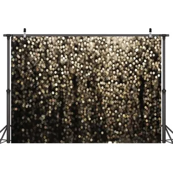 Ochrana fotoaparátu a videokamery LYWYGG 8x6FT Zlaté a černé bokeh skvrny fotografické pozadí abstraktní pozadí pro selfie fotky