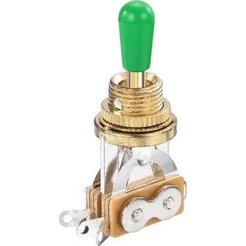 Elektrická kytara QUARKZMAN 3polohový kytarový krátký přepínač, rovný přepínač, zlatý se zelenými krytkami tlačítek,