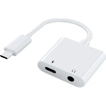 Datový kabel Adaptér USB-C na 3,5mm jack 2 v 1, adaptér pro sluchátka typu C, kompatibilní s iPhone 16/15/Pro