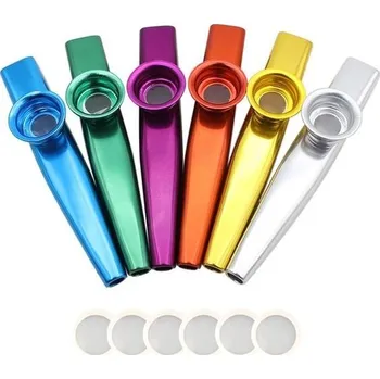Dechový nástroj Sada 6 kovových kazoo nástrojů NouveLife z hliníkové slitiny, délka 12 cm s membránou pro kytarový
