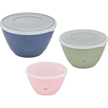 Nábytkové kování Sada 3 plastových míchací misek Emsa Prep&Bake, 1,7 + 2,75 + 4,15 l s víkem na zavařování,