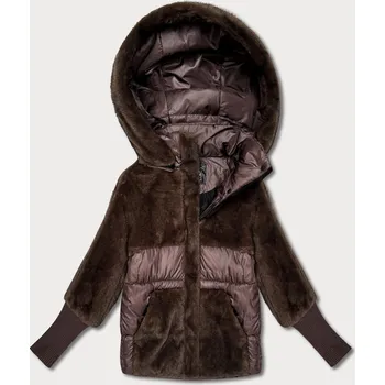 Hnědá dámská zimní bunda s kapucí Goodlookin (LD-5562) odstíny hnědé XL (42)