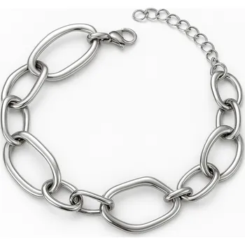 Náramek Ocelový náramek s oválnými oky – stříbrný