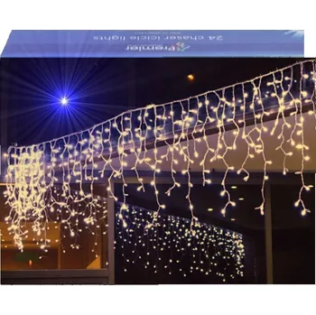 Vánoční světelný závěs RAMPOUCHY 300 LED SVĚTELNÝ ZÁVĚS VENKOVNÍ OSVĚTLENÍ IP44 BÍLÁ TEPLÁ + STUDENÁ FLASH 12M