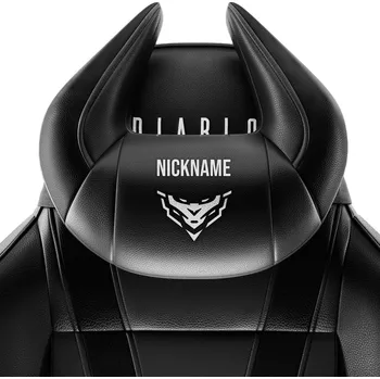 Polštář Polštář opěrka hlavy Diablo X-Horn s personalizovanou výšivkou, černá