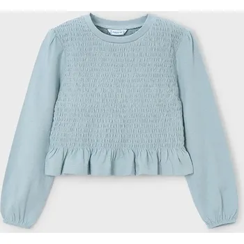 Dětské bavlněné tričko s dlouhým rukávem Mayoral 4007.6E.Mini.9BYA tyrkysová 67X, vel. 128