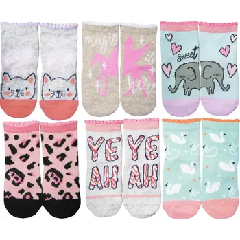 Dívčí ponožky YOCLUB bavlna s protiskluzovou úpravou, 17-19 let, BALENÍ 6 KUSŮ Ponožky