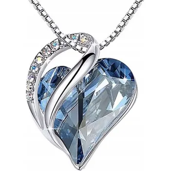 Náhrdelník Stříbrný náhrdelník Srdce s topazem Moissanit Kámen Ocel Ušlechtilý Dárek